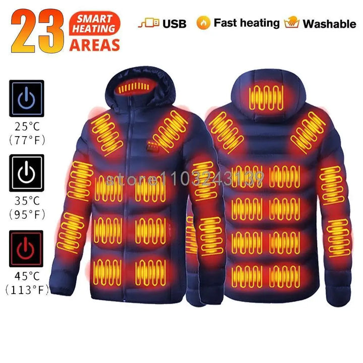 Heated Jacket Autumn Winter Men's Women's Warm Vest Heated Vests Coat USB Electric Heating Jacket Heated Hunting Hiking Camping