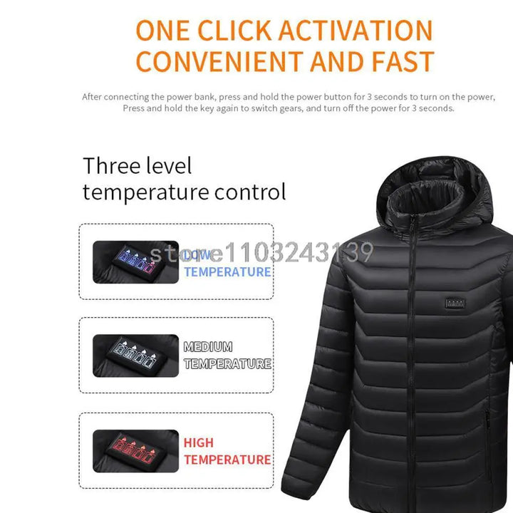 Heated Jacket Autumn Winter Men's Women's Warm Vest Heated Vests Coat USB Electric Heating Jacket Heated Hunting Hiking Camping