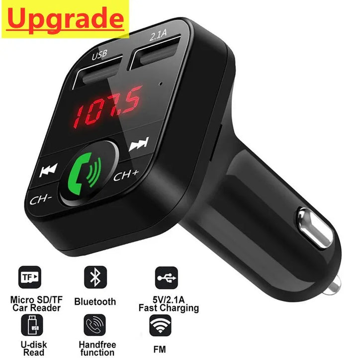 FM Transmitter Wireless Adapter Microphone Audio Receiver Auto MP3 Player Dual USB Fast Charger Car Accessories