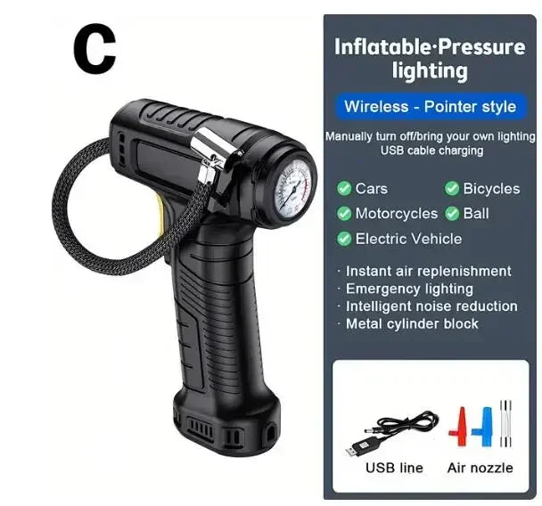 New 120W Handheld Air Compressor Wireless/Wired Inflatable Pump Portable Air Pump Tire Inflator Digital for Car Bicycle Balls