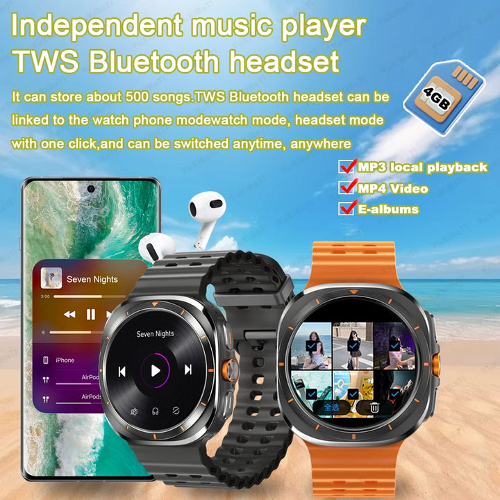 Ultra Smart Watch with 32GB Memory NFC Bluetooth Call IP68 Waterproof Outdoor Sports Watch