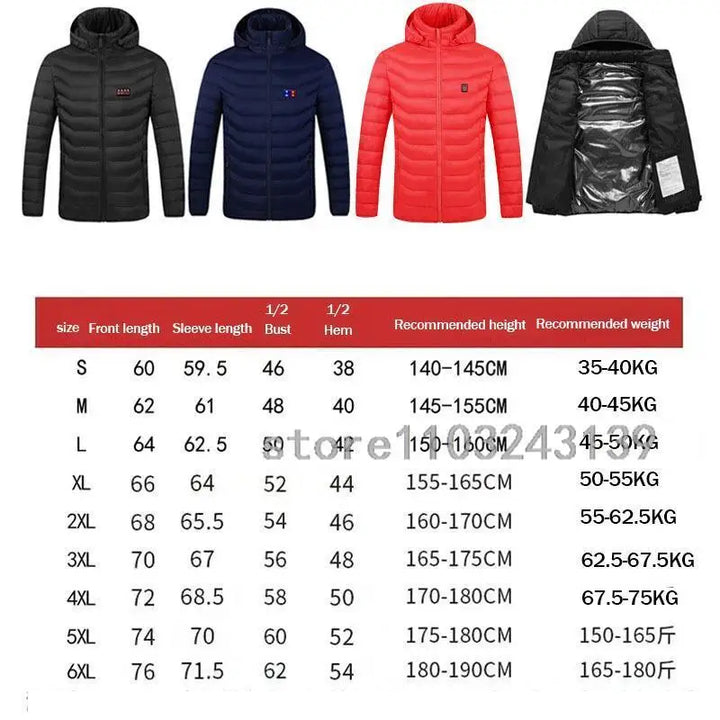 Heated Jacket Autumn Winter Men's Women's Warm Vest Heated Vests Coat USB Electric Heating Jacket Heated Hunting Hiking Camping