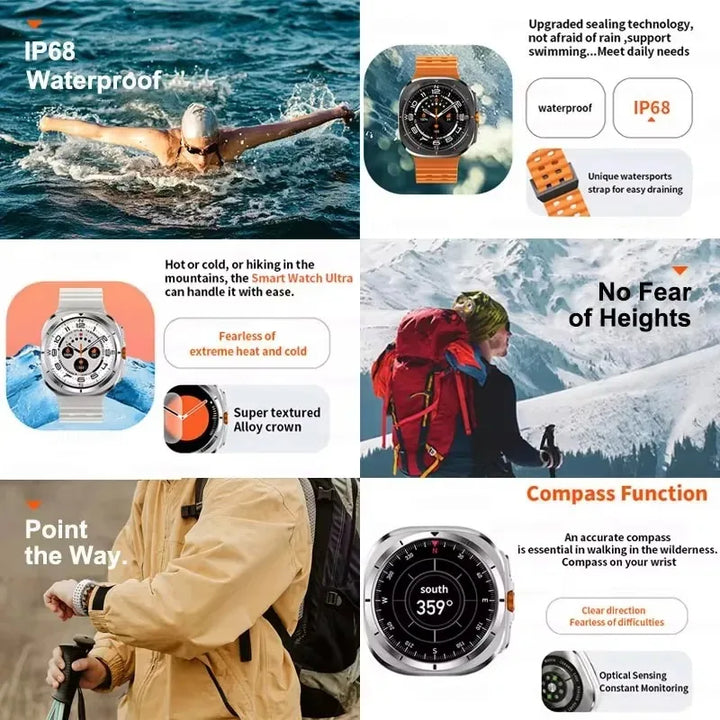 Ultra Smart Watch with 32GB Memory NFC Bluetooth Call IP68 Waterproof Outdoor Sports Watch