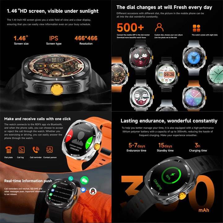 Ultra Smart Watch with 32GB Memory NFC Bluetooth Call IP68 Waterproof Outdoor Sports Watch