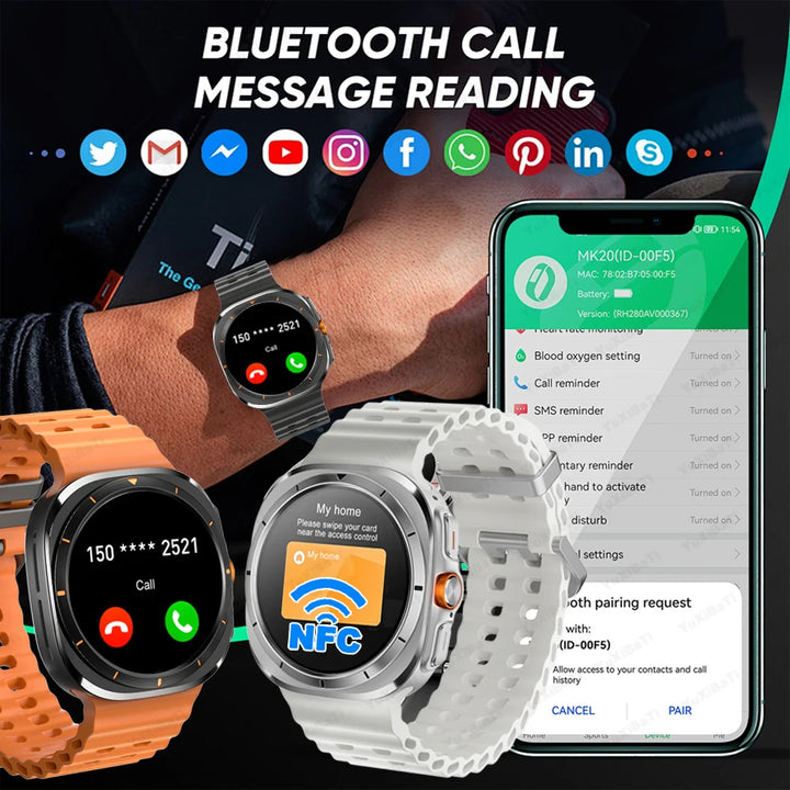 Ultra Smart Watch with 32GB Memory NFC Bluetooth Call IP68 Waterproof Outdoor Sports Watch