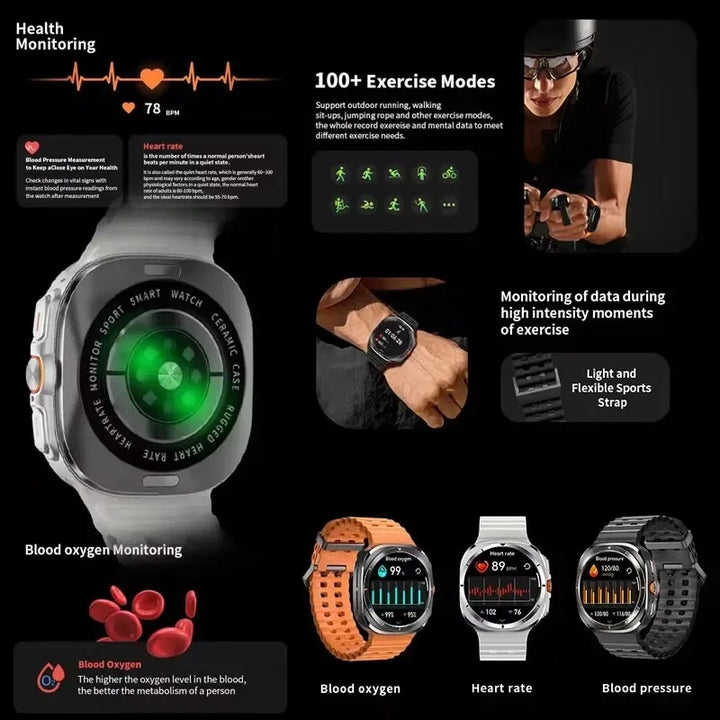 Ultra Smart Watch with 32GB Memory NFC Bluetooth Call IP68 Waterproof Outdoor Sports Watch