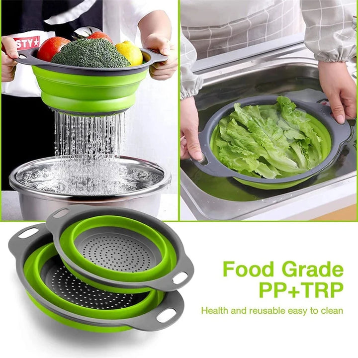 Collapsible silicone food colander