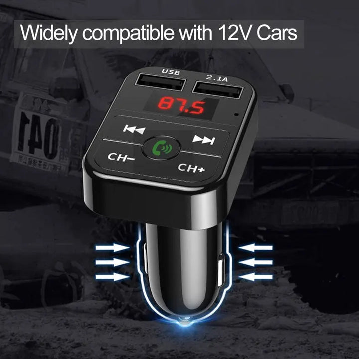 FM Transmitter Wireless Adapter Microphone Audio Receiver Auto MP3 Player Dual USB Fast Charger Car Accessories