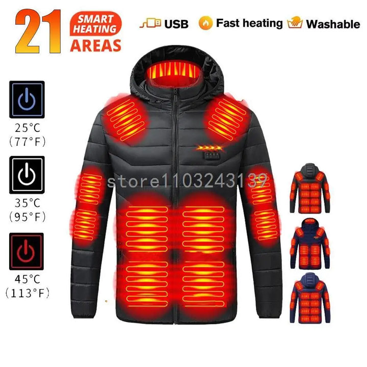 Heated Jacket Autumn Winter Men's Women's Warm Vest Heated Vests Coat USB Electric Heating Jacket Heated Hunting Hiking Camping